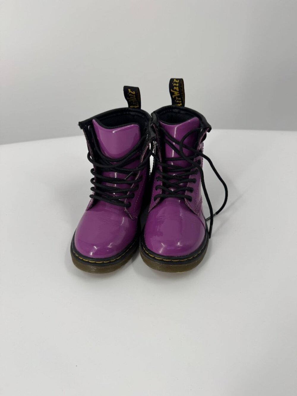 Dr. Martens Purple Patent Leather Kids Lace-Up Boots With Side Zipper Durable So - Picture 2 of 9